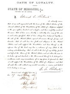 Loyalty oath of Edward E. Roberts of Missouri, County of St. Louis av E. Roberts