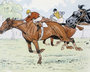 Tävlingshästar - teckning av Thelem