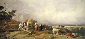 Harvest in the Highlands (akvarell på papper) av E. and Callcott A. W. Landseer