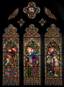 Annonciationen, besöket och födelsen, ca 1860 av E. and Halliday Burne Jones