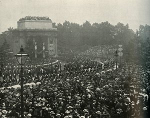 Ankomst av den kanadensiska premiärministern Hon. Wilfrid Laurier på Hyde Park Corner, 1897.