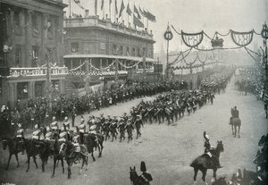 Naval Contingent korsar London Bridge in i Southwark, London, 1897.