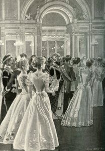 Statsreceptionen på Buckingham Palace: Prinsen och prinsessan av Wales entré, c1897