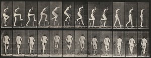 Plåt nummer 180. Att trampa på och över en stol, 1887. av Eadweard Muybridge
