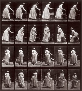 Animal Locomotion, skylt 265: sekvens med en kvinna som sitter ner, 1887 (fotomekaniskt tryck) av Eadweard Muybridge