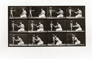 Barn som ger en bukett till en kvinna, tallrik 465 från Animal Locomotion, 1887 av Eadweard Muybridge