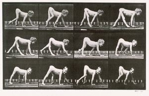 Handikappad pojke som kryper, platta 539 från "Animal Locomotion", 1887 av Eadweard Muybridge