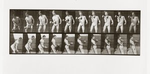 Man som lyfter en hantel, skylt 324 från Animal Locomotion, 1887 av Eadweard Muybridge
