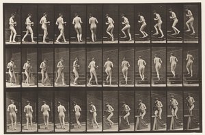 Tavla 103. Vändande och uppåtgående trappor, kanna och bägare i händerna, 1872-1885 av Eadweard Muybridge
