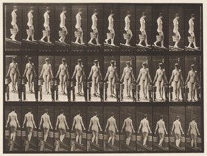 Plåt 122. Nedåtgående lutning, hink med vatten i varje hand, 1872-1885 av Eadweard Muybridge