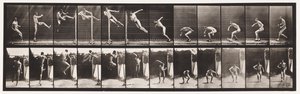 Tallrik 158. Hoppning; Running Twist High Jump (Skor) av Eadweard Muybridge