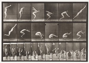 Plåt 163. Hoppning; Stående breddhopp, 1872-1885 av Eadweard Muybridge