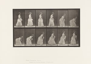 Tallrik 211. Böjande och lyftande handduk; Parasoll i vänster hand, 1885 av Eadweard Muybridge