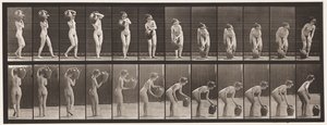Tallrik 235. Vridning och borttagning av vattenburk från axel till mark, 1872-1885 av Eadweard Muybridge