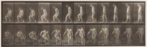 Skylt 236.Placing Diair and Sitting Down, 1885 av Eadweard Muybridge