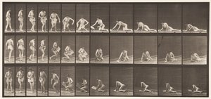 Plåt 256. Liggande på marken och läser, 1872-1885 av Eadweard Muybridge