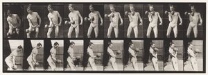 Tallrik 324. Curling 50-lb. Dumb-Bell, modell, 3/4 längd av Eadweard Muybridge