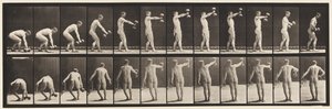 Plåt 326. Lyftande 50-lb. Dumb-Bell på armlängds längd av Eadweard Muybridge