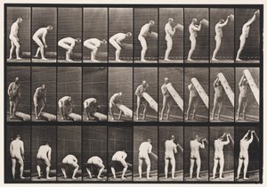 Plåt 382. Lifting A Log on End, 1872-1885 av Eadweard Muybridge
