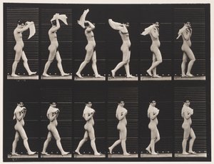 Tallrik 40. Gå, kasta näsduk över axlarna av Eadweard Muybridge