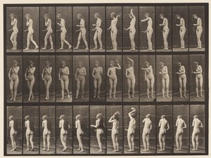 Tallrik 426. Toalett; Borsta hennes hår och gå iväg, 1872-1885 av Eadweard Muybridge