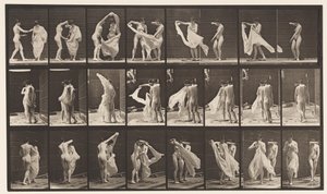 Tallrik 429. Toalett; Två modeller, 1 Disrobing 8, 1872-1885 av Eadweard Muybridge