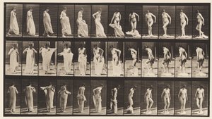 Tallrik 431. Toalett; Tar av sig kläder av Eadweard Muybridge