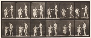 Tallrik 450. Två modeller, 8 tar med kopp te, 1 koppar och drycker, 1872-1885 av Eadweard Muybridge
