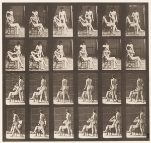 Tallrik 451. Två modeller, 8 tar med kopp te, 1 koppar och drycker, 1872-1885 av Eadweard Muybridge