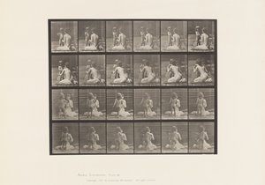 Tallrik 466. Två modeller, barn 70N, tar med bukett till 12, 1885 av Eadweard Muybridge