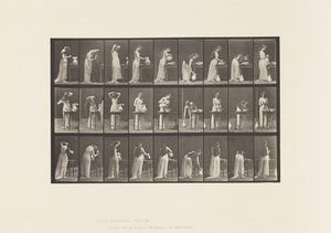 Skylt 496. Diverse faser av toaletten, 1885 av Eadweard Muybridge