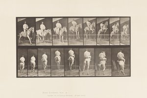 Platta 645. Hoppa ett hinder; Sadel; Röjning och landning av Eadweard Muybridge