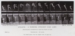 The Human Figure in Motion: Atlet, ett löpande, rakt höjdhopp (s/v-foto) av Eadweard Muybridge