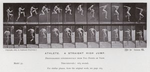 The Human Figure in Motion: Atlet, ett rakt höjdhopp (s/v foto) av Eadweard Muybridge