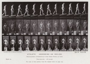 Den mänskliga figuren i rörelse: Idrottsman som stiger uppför en lutning (s/v foto) av Eadweard Muybridge