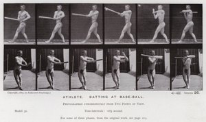 The Human Figure in Motion: Atletisk, slåss på baseboll (s/v foto) av Eadweard Muybridge