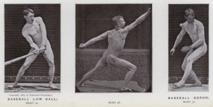 Den mänskliga figuren i rörelse: baseboll, låg boll; Baseball, fel (s/v foto) av Eadweard Muybridge