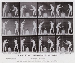 The Human Figure in Motion: Smeder som hamrar på ett städ (s/v foto) av Eadweard Muybridge