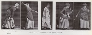 Den mänskliga figuren i rörelse: Några faser som inträffar i grästennis (s/v foto) av Eadweard Muybridge
