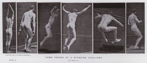 Den mänskliga figuren i rörelse: Några faser av ett stående höjdhopp av Eadweard Muybridge