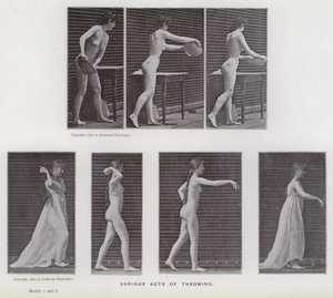Den mänskliga figuren i rörelse: Olika kasthandlingar (s/v foto) av Eadweard Muybridge