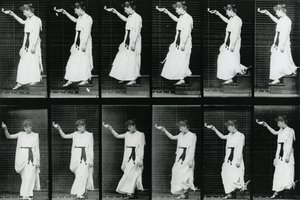 Kvinna. Nedför en trappa, 1887, illustration från "The Human Figure in Motion" av Eadweard Muybridge, upplaga publicerad 1904. av Eadweard Muybridge