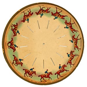 Zoopraxiskopskiva som visar en häst som galopperar, 1893 av Eadweard Muybridge