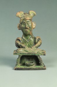 Figur av en fiskhandlare, gravartefakt, östra Han-dynastin, 25-220 (lergods)