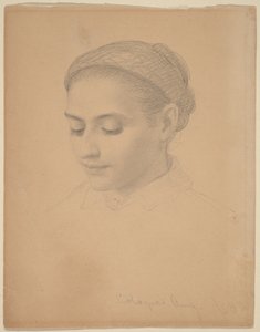 Huvud av en ung kvinna av Eastman Johnson