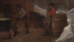 Sockerkojan, även känd som Tillverkning av lönnsocker eller Susan Rays kök för lönnsockertillverkning av Eastman Johnson