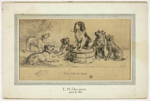 Fredspipan (recto); Skiss av Village Street (verso) av Ebenezer Newman Downard