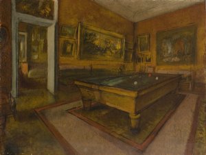 Billiard Room at Ménil-Hubert av Edgar Degas