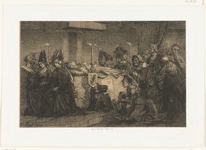 Maria av Bourgogne på sin ståtliga säng av Edgar Alfred Baes
