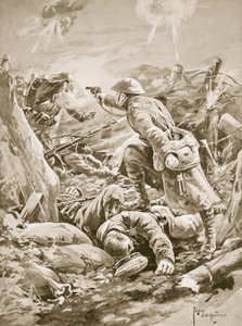 Menig (tillförordnad korporal) L. Clarke, ensam, håller ett parti tyskar i schack under en motattack